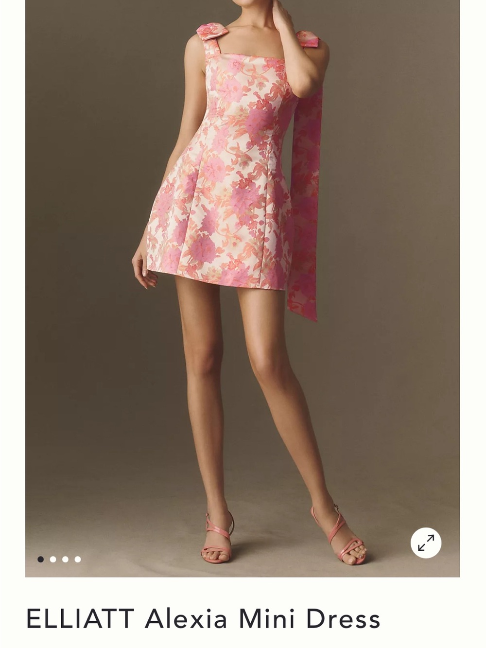 Elliatt Pink Floral Square-Neck Mini Dress
